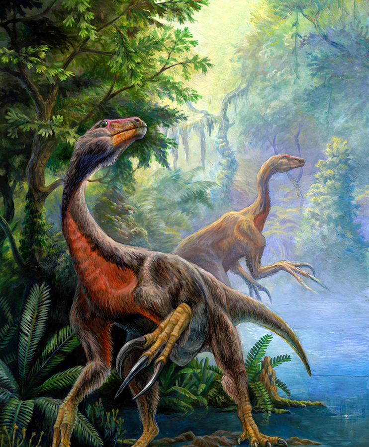 A pair of Beipiaosaurus dinosaurs. Image credit: Pavel Riha / CC BY-SA 3.0.