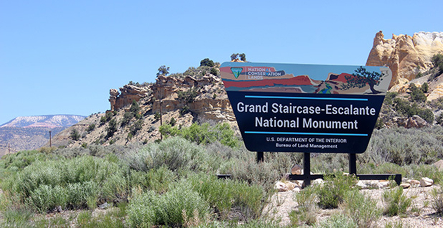 A sign marks the monument’s northern boundary along Scenic Byway 12. Photo by Phil Taylor.