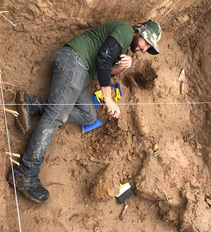 Paleontologist at work.