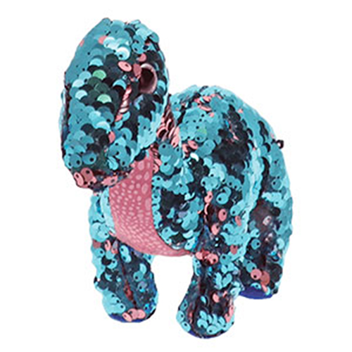 The SpaceX Demo-2 astronauts' Apatosaurus "Tremor" was made by Ty, the same company that made Beanie Babies, as part of its Flippables line of sequin-covered, dual-color stuffed animals. (Ty)