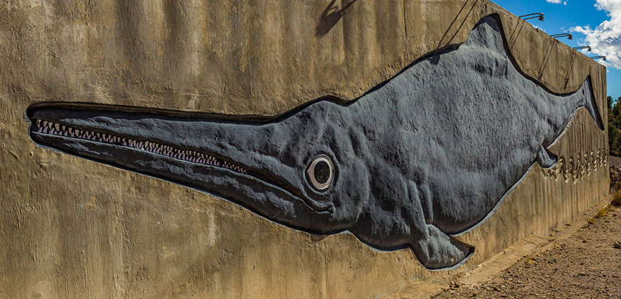 Paleontologists once believed Shonisaurus popularis, a kind of ichthyosaur, was a toothless giant. New fossil evidence is challenging that notion. Photo by Lee Rentz/Alamy Stock Photo