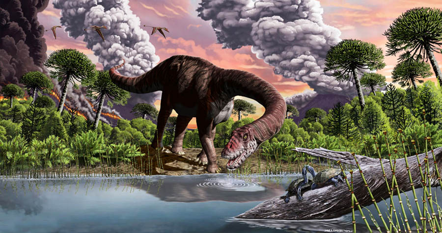 Life reconstruction of Bagualia alba. Image credit: Jorge González.