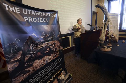 State paleontologist James Kirkland discusses HB322, which would create Utahraptor State Park in the Dalton Wells area near Moab, during a press conference at the Capitol in Salt Lake City on Friday, Feb. 14, 2020.  Kristin Murphy, Deseret News