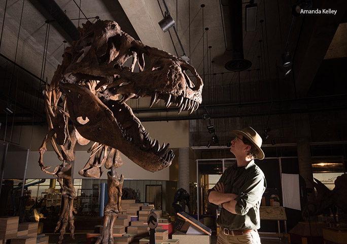 Scotty faces off with Dr W Scott Persons of the University of Alberta, who led the study into calculating the T. rex's proportions